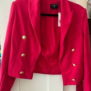 Tahari Red Cropped Blazer with Tailored Fit